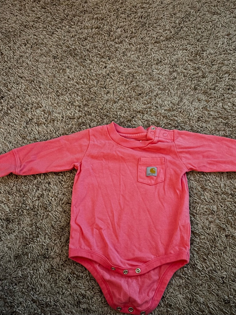 Carhartt Coral Pink Long-Sleeve Baby Bodysuit